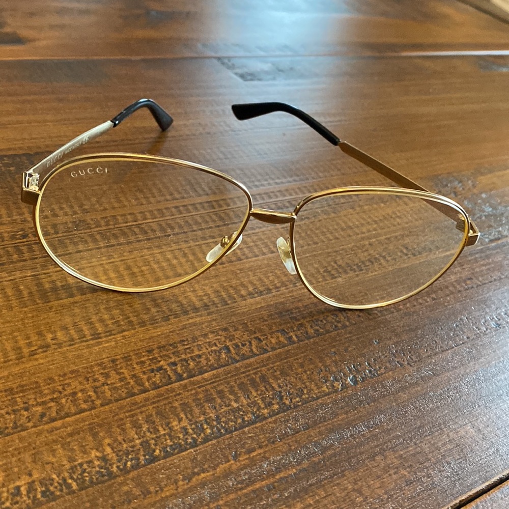 Gucci Gold Metal Oval Eyeglasses - Picture 2 of 7